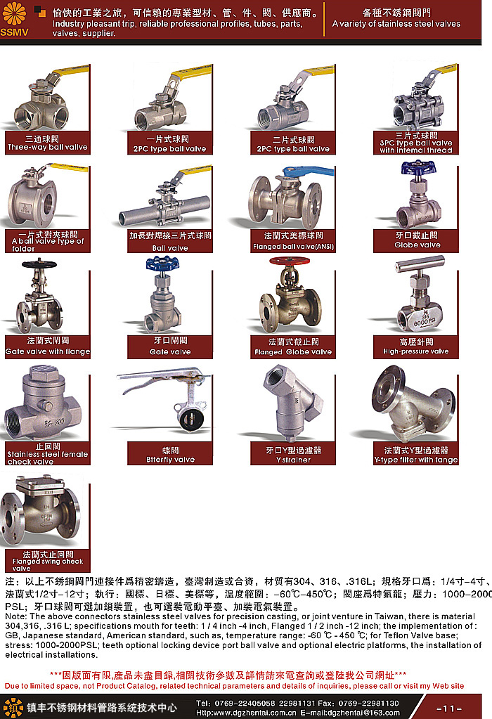 各種不(bù)鏽鋼閥門(mén)